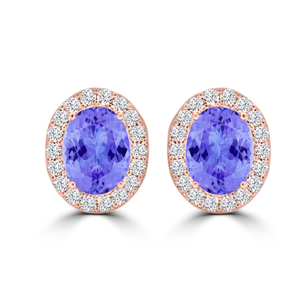 TMR121109 - Harper - Oval Tanzanite and Diamond Earring Halo