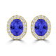 TMR121109 - Harper - Oval Tanzanite and Diamond Earring Halo