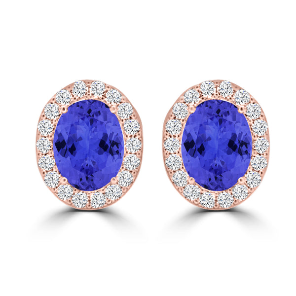 TMR121109 - Harper - Oval Tanzanite and Diamond Earring Halo