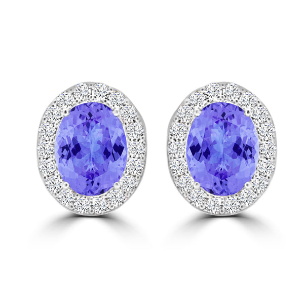 TMR121109 - Harper - Oval Tanzanite and Diamond Earring Halo