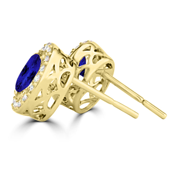 TMR121109 - Harper - Oval Tanzanite and Diamond Earring Halo