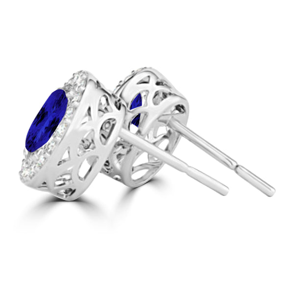 TMR121109 - Harper - Oval Tanzanite and Diamond Earring Halo