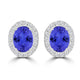 TMR121109 - Harper - Oval Tanzanite and Diamond Earring Halo