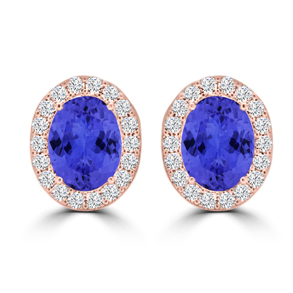 TMR121109 - Harper - Oval Tanzanite and Diamond Earring Halo