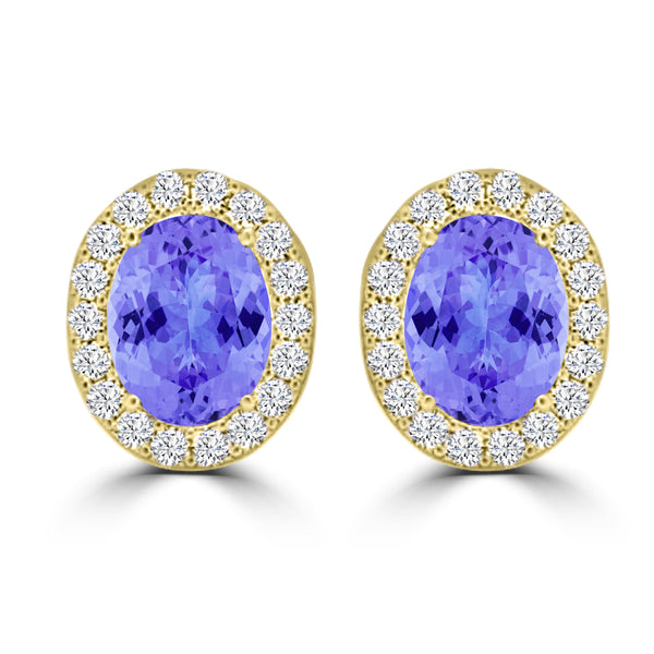 TMR121109 - Harper - Oval Tanzanite and Diamond Earring Halo