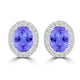 TMR121109 - Harper - Oval Tanzanite and Diamond Earring Halo