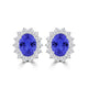 TMR121110 - Evelyn - Oval Tanzanite and Diamond Earring Halo