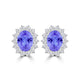 TMR121110 - Evelyn - Oval Tanzanite and Diamond Earring Halo