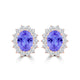 TMR121110 - Evelyn - Oval Tanzanite and Diamond Earring Halo