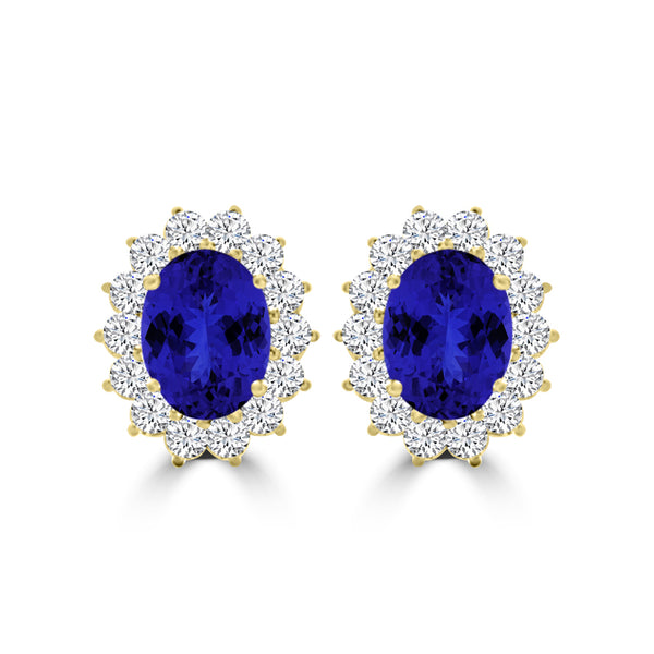 TMR121110 - Evelyn - Oval Tanzanite and Diamond Earring Halo