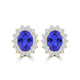 TMR121110 - Evelyn - Oval Tanzanite and Diamond Earring Halo