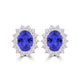 TMR121110 - Evelyn - Oval Tanzanite and Diamond Earring Halo