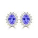 TMR121110 - Evelyn - Oval Tanzanite and Diamond Earring Halo