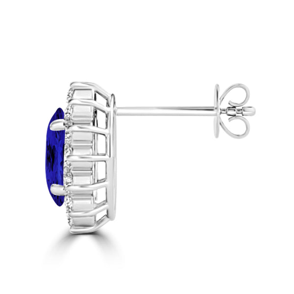 TMR121110 - Evelyn - Oval Tanzanite and Diamond Earring Halo