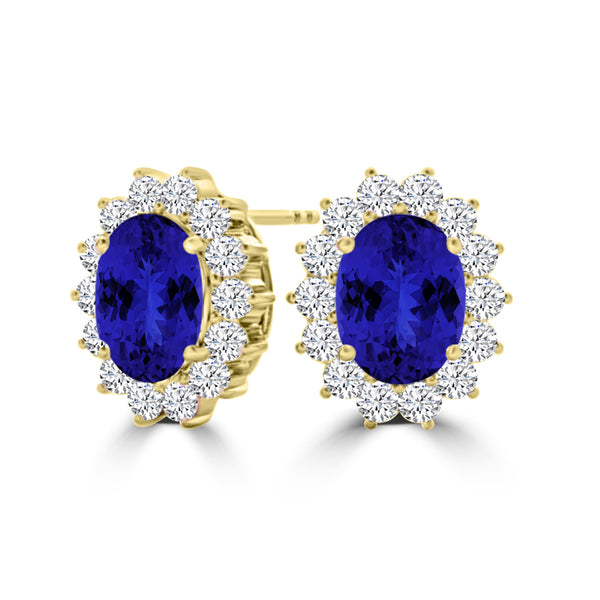 TMR121110 - Evelyn - Oval Tanzanite and Diamond Earring Halo