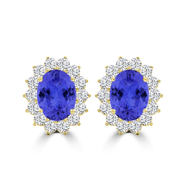 TMR121110 - Evelyn - Oval Tanzanite and Diamond Earring Halo