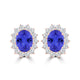 TMR121110 - Evelyn - Oval Tanzanite and Diamond Earring Halo