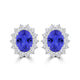 TMR121110 - Evelyn - Oval Tanzanite and Diamond Earring Halo