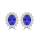 TMR121110 - Evelyn - Oval Tanzanite and Diamond Earring Halo