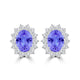 TMR121110 - Evelyn - Oval Tanzanite and Diamond Earring Halo