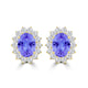 TMR121110 - Evelyn - Oval Tanzanite and Diamond Earring Halo