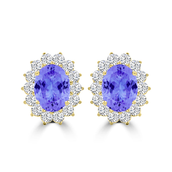 TMR121110 - Evelyn - Oval Tanzanite and Diamond Earring Halo