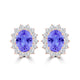 TMR121110 - Evelyn - Oval Tanzanite and Diamond Earring Halo