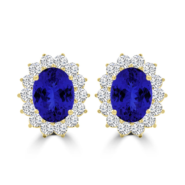 TMR121110 - Evelyn - Oval Tanzanite and Diamond Earring Halo