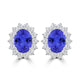 TMR121110 - Evelyn - Oval Tanzanite and Diamond Earring Halo