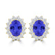 TMR121110 - Evelyn - Oval Tanzanite and Diamond Earring Halo