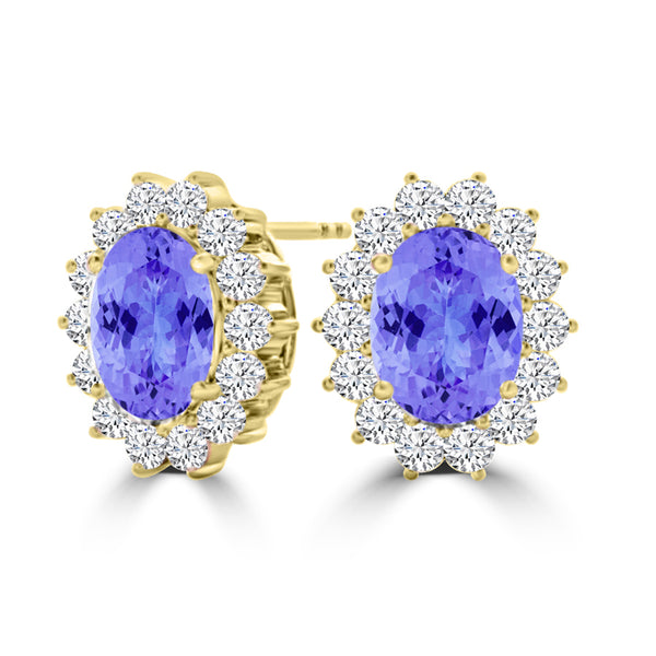 TMR121110 - Evelyn - Oval Tanzanite and Diamond Earring Halo