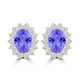 TMR121110 - Evelyn - Oval Tanzanite and Diamond Earring Halo