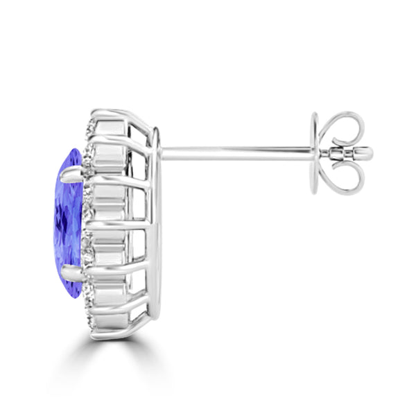 TMR121110 - Evelyn - Oval Tanzanite and Diamond Earring Halo