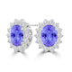 TMR121110 - Evelyn - Oval Tanzanite and Diamond Earring Halo