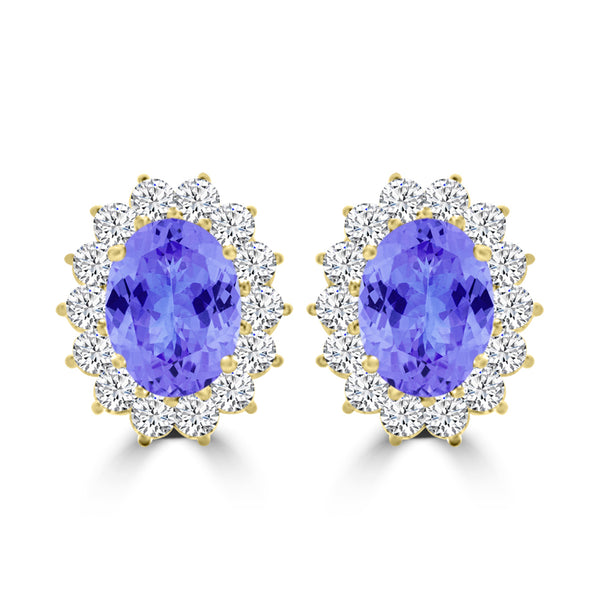 TMR121110 - Evelyn - Oval Tanzanite and Diamond Earring Halo