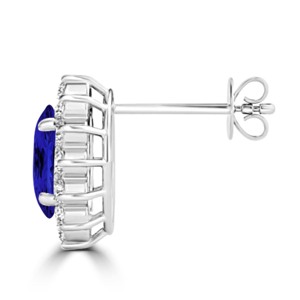 TMR121110 - Evelyn - Oval Tanzanite and Diamond Earring Halo