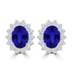 TMR121110 - Evelyn - Oval Tanzanite and Diamond Earring Halo