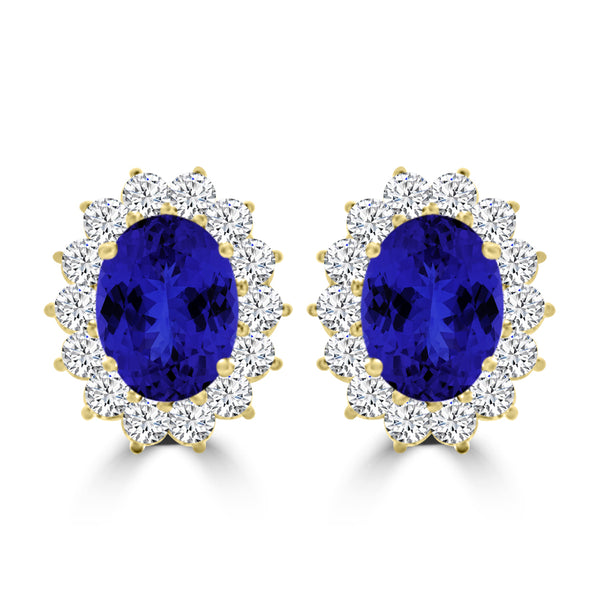 TMR121110 - Evelyn - Oval Tanzanite and Diamond Earring Halo