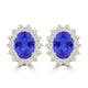 TMR121110 - Evelyn - Oval Tanzanite and Diamond Earring Halo