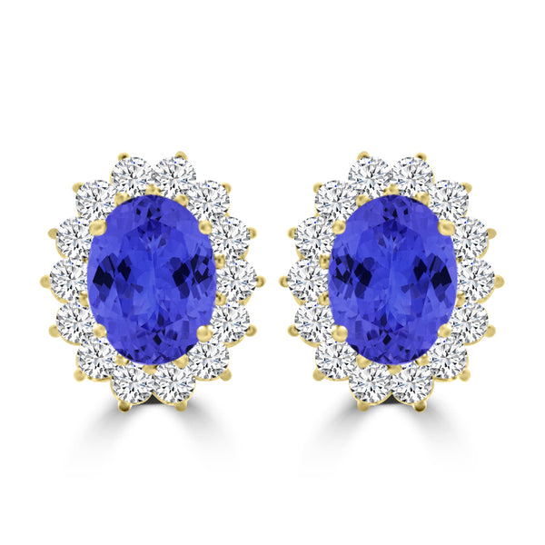 TMR121110 - Evelyn - Oval Tanzanite and Diamond Earring Halo