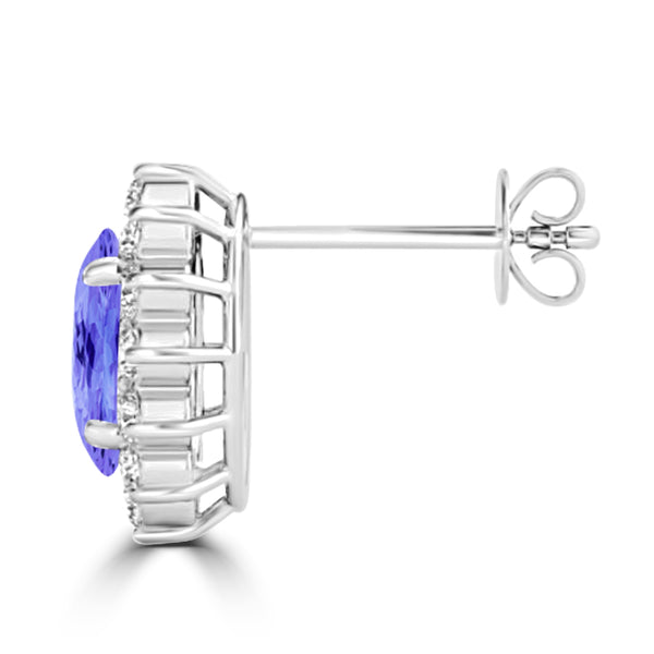 TMR121110 - Evelyn - Oval Tanzanite and Diamond Earring Halo