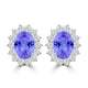 TMR121110 - Evelyn - Oval Tanzanite and Diamond Earring Halo