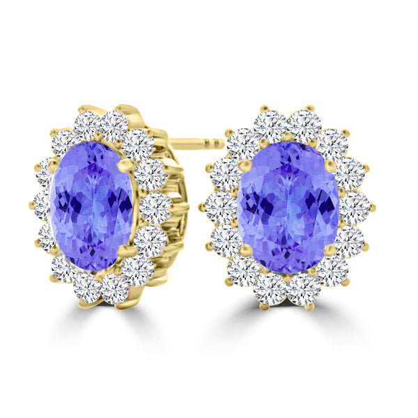 TMR121110 - Evelyn - Oval Tanzanite and Diamond Earring Halo