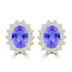 TMR121110 - Evelyn - Oval Tanzanite and Diamond Earring Halo