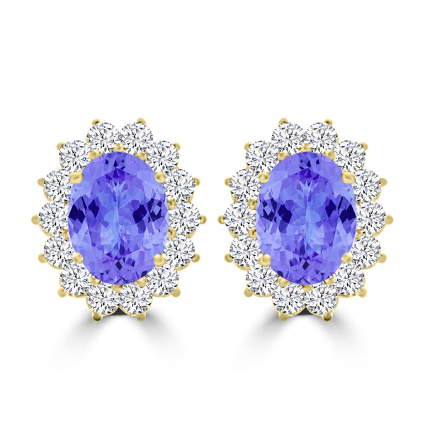 TMR121110 - Evelyn - Oval Tanzanite and Diamond Earring Halo