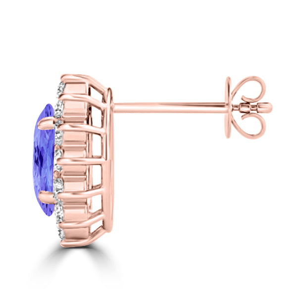 TMR121110 - Evelyn - Oval Tanzanite and Diamond Earring Halo