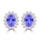 TMR121110 - Evelyn - Oval Tanzanite and Diamond Earring Halo