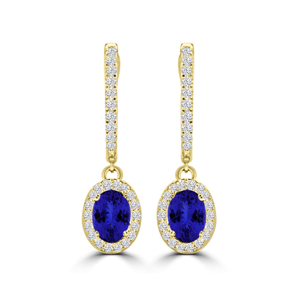 TMR121111 - Abigail - Oval Tanzanite and Diamond Earring Halo