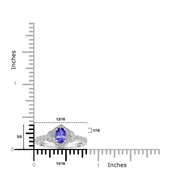 0.48ct Oval Tanzanite Ring with 0.09 cttw Diamond