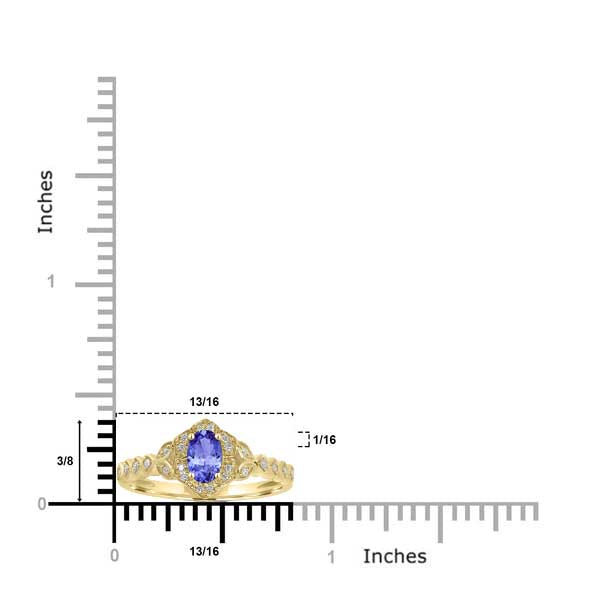 0.48ct Oval Tanzanite Ring with 0.09 cttw Diamond